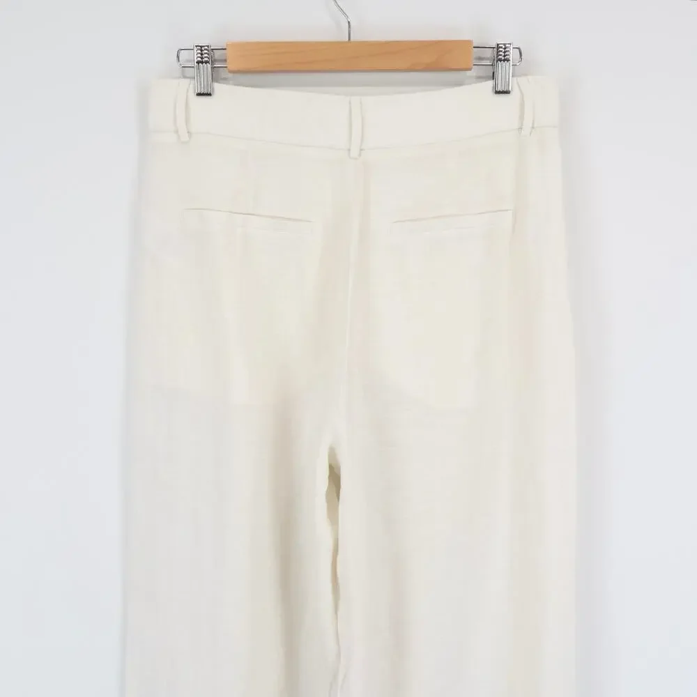 NWT Everlane The Linen Way-High Wide-Leg Drape Pant In Natural Birch Size 10